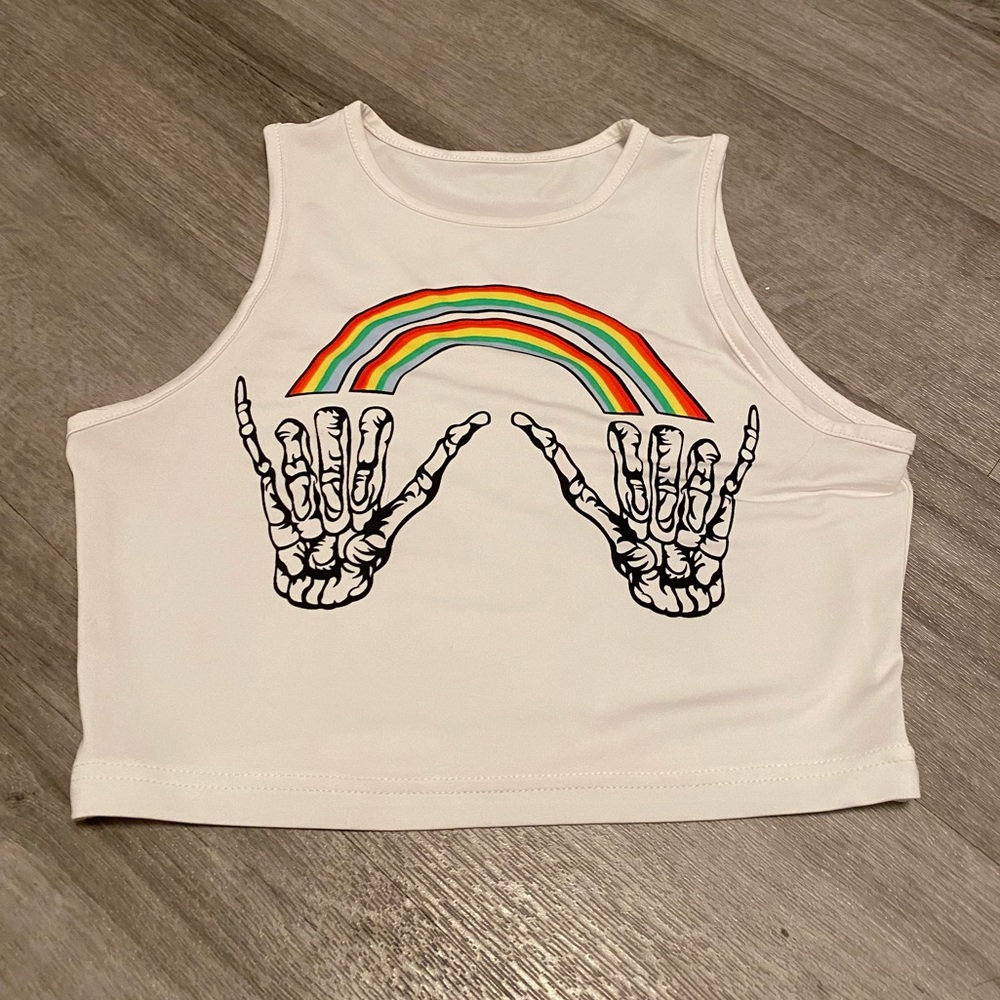 Rainbow rocker crop top